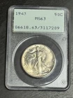 1943 P Walking Liberty Half Dollar PCGS MS63 OGH Rattler Holder (Slab3166)
