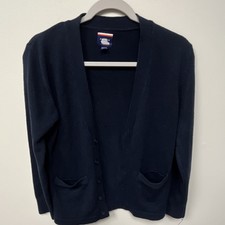 French Toast unisex Navy V-Neck Button-Front Cardigan w/ Pockets Cotton XL