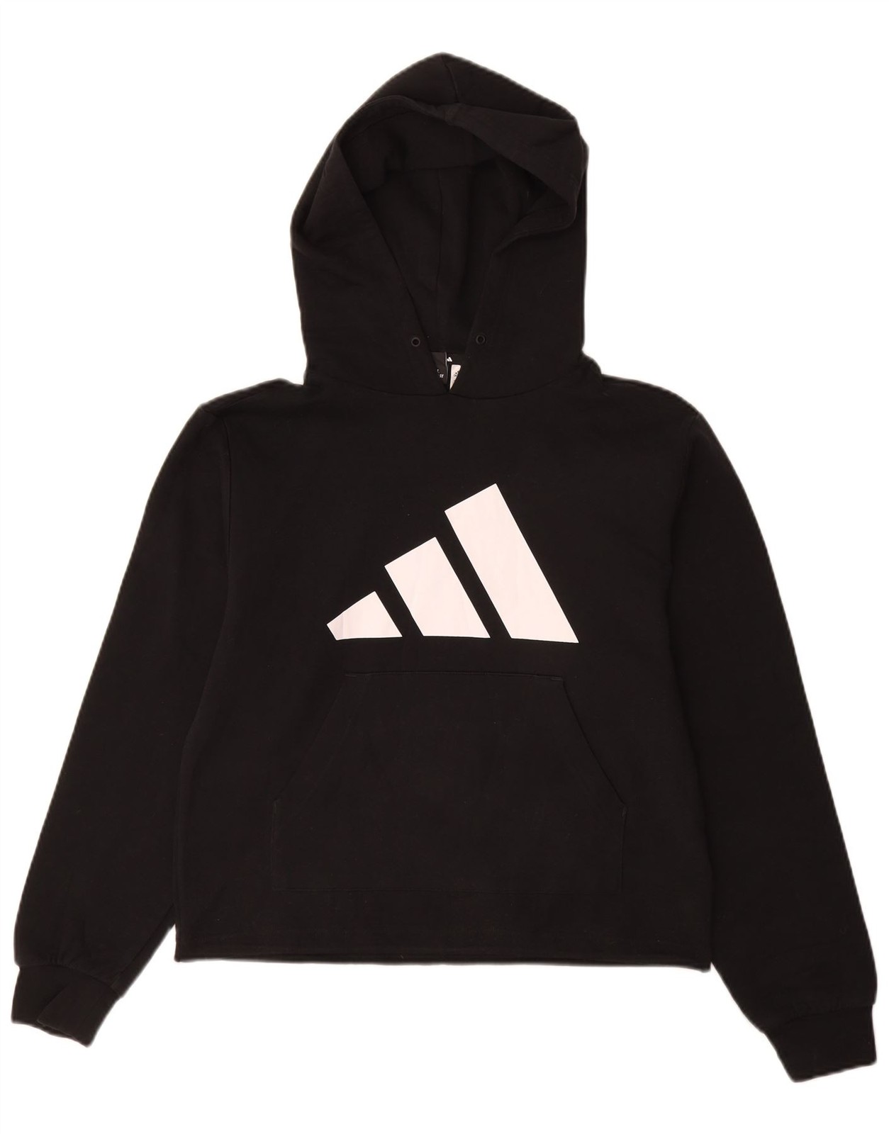 Adidas Womens Graphic Hoodie Jumper UK 12/14 Medium Black Cotton CH10