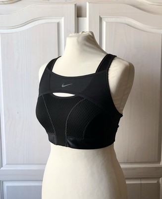 NIKE Sport-BH Crop Top Bustier Bralette Logo Grau Schwarz M Running High Support