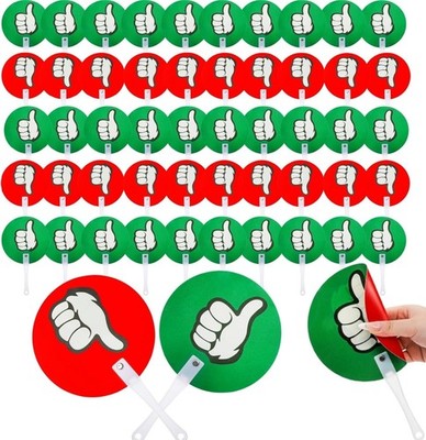50 Pack Thumbs Up Thumbs Down Paddles Classroom Voting Paddles Yes/No Plastic