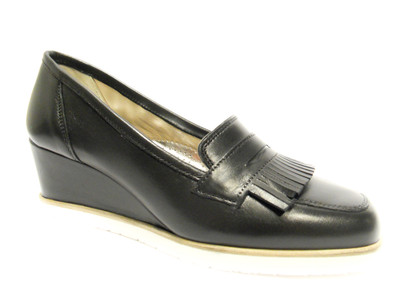 Weicher und bequemer 364 schwarz Keilabsatz Mokassin Made in Italy