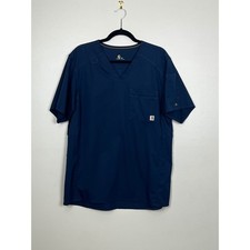 Carhartt Force Mens Navy Blue V-Neck Scrub Top Medical Uniform C15106 Medium