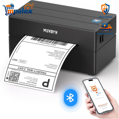 MUNBYN Etikettendrucker 130B Bluetooth 4x6 Versandetik