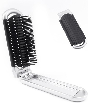 Folding Hair Brush With Mirror, Small pact Travel Portable