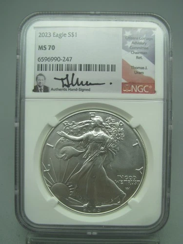 2023 American Silver Eagle NGC MS 70 Thomas J. Uram Signed