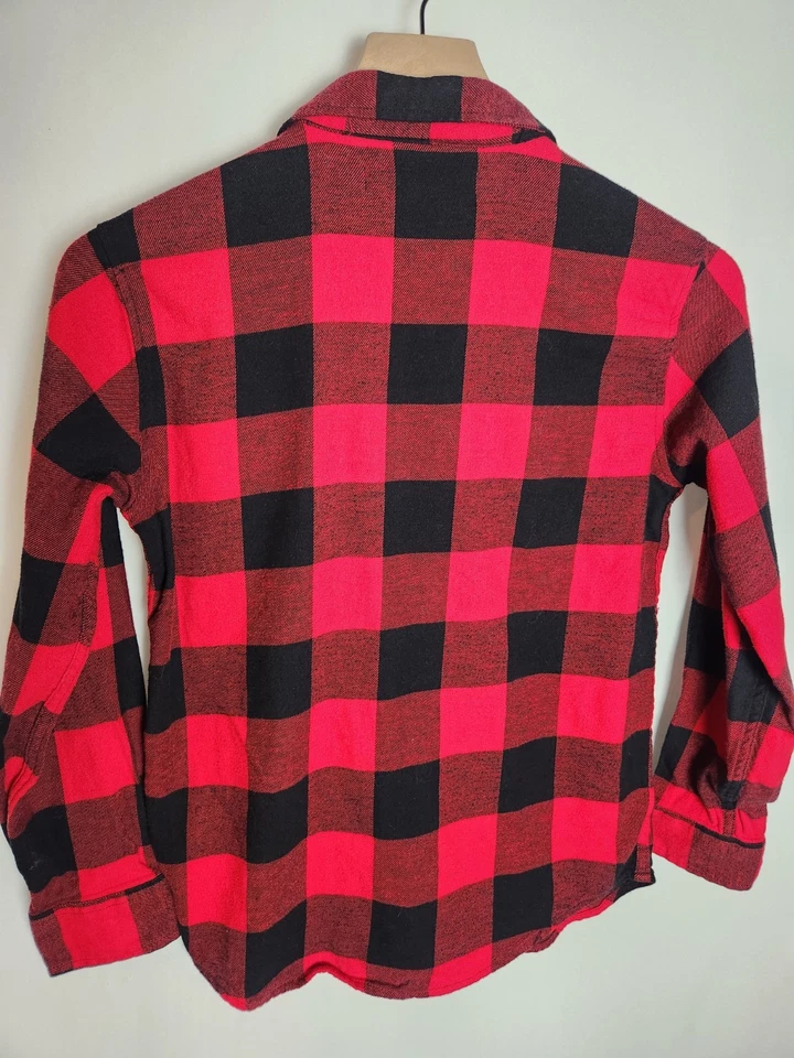 Camisa Old Navy Negra Roja Búfalo A Cuadros Abotonada Niñas Grande 10 12 Foto 4 de 4