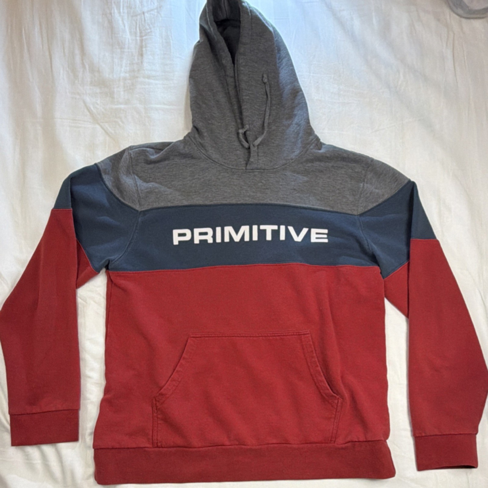 Ing Hoodie Men&rsquo;s Large Gray Blue Red Pullover Streetwear