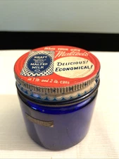 Kraft chocolate Malted milk drink mix cobalt glass bottle old design 1920'S @353