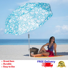 8-Foot Beach Umbrella with Sand Anchor UPF 50 Sun Protection Tilt Vented Canopy