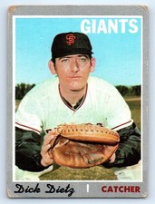 1970 Topps #135 Dick Dietz Marks on Back San Francisco Giants