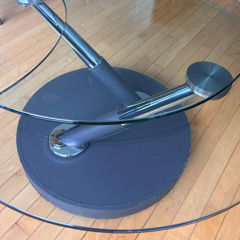 Mesa de centro giratoria vintage Modesto para Magnussen vidrio posmoderno Foto 4 de 4