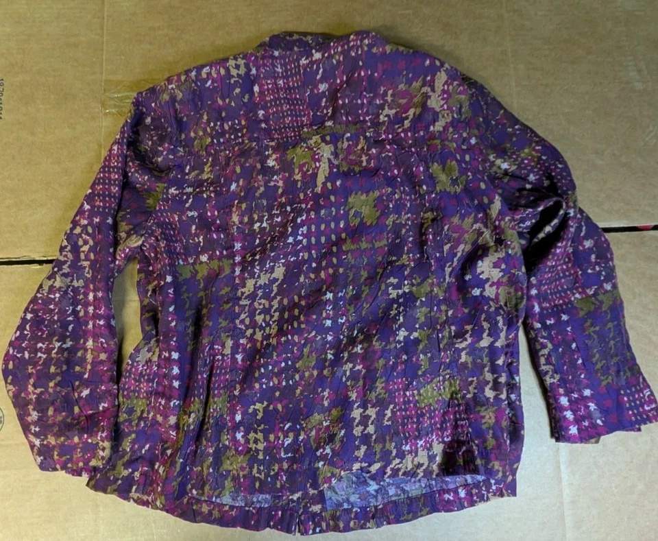 Ruby rd. Mujer Chaqueta Ligera Botón Manga 3/4 Talla 16 W Púrpura Rojo Foto 2 de 4