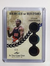 2025 Leaf In the Game Used Sports Triple Relic Patch  2/3 Clyde Drexler