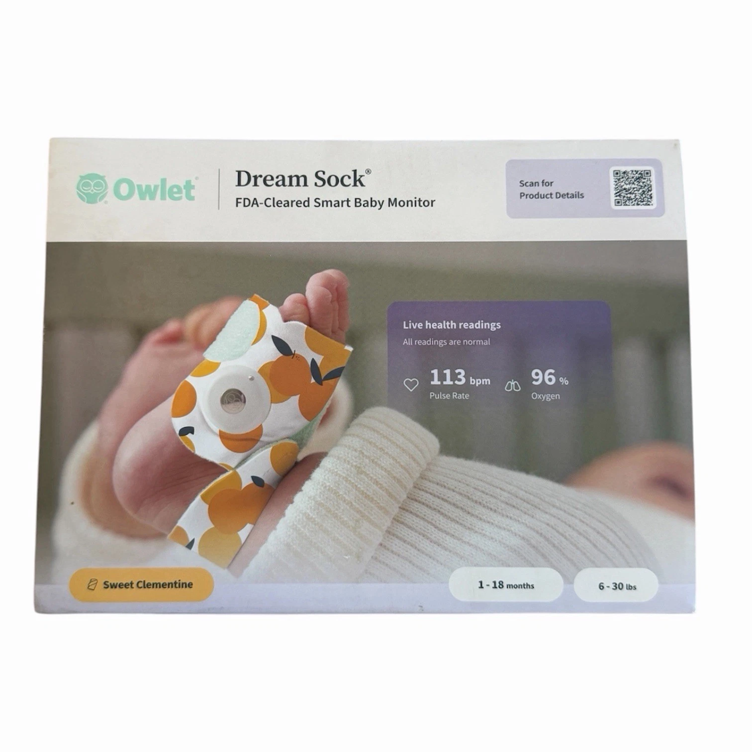 Owlet Dream Sock - Smart Baby Monitor Sweet Clementine
Opens in a new window or tab