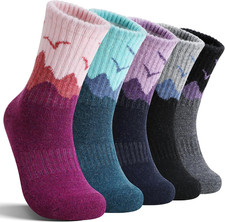 5 Pairs Womens Merino Wool Hiking Socks Thermal Warm Winter Boot Crew
