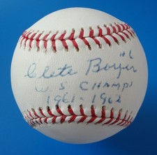 CLETE BOYER NEW YORK YANKEES AUTOGRAPH BASEBALL COA JSA