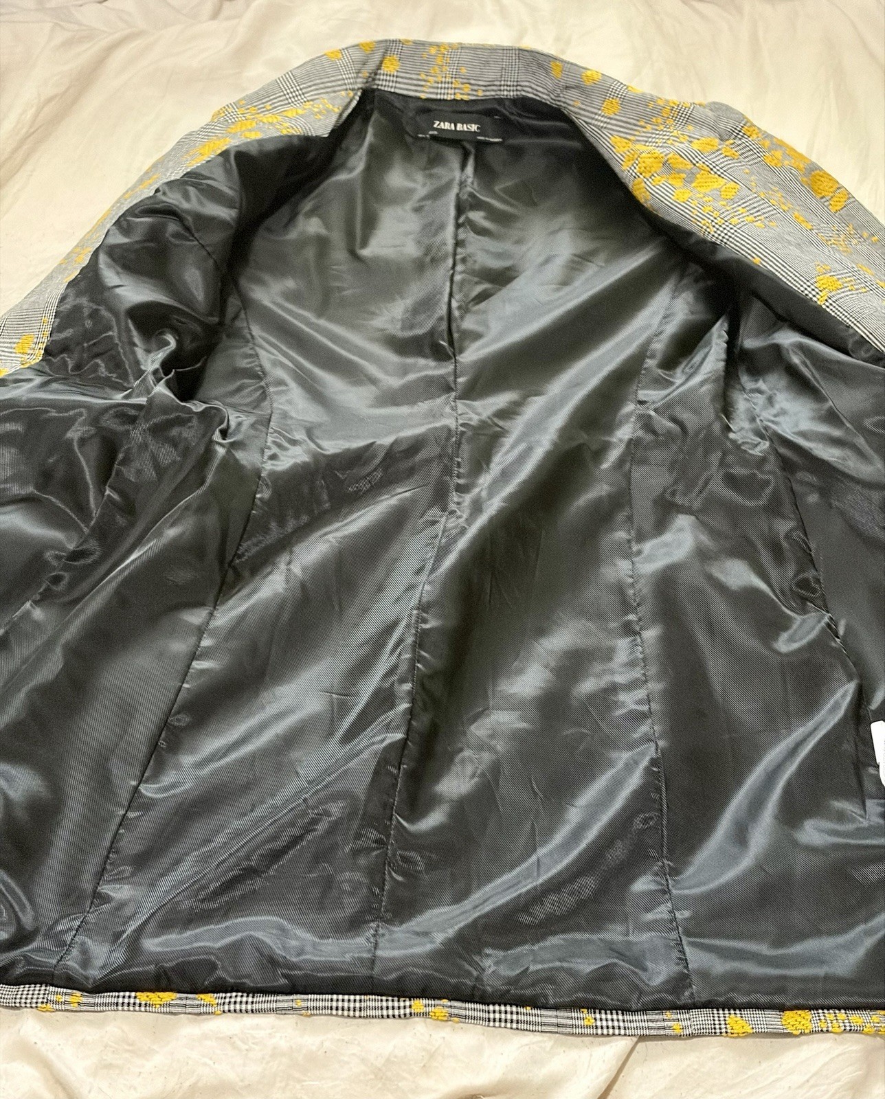 Zara Basic Plaid Yellow Splatter Blazer Artsy Jac… - image 8
