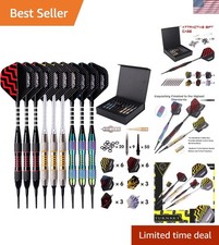 Deluxe Darts Gift Set - 9 Professional Soft Tip Darts in Stylish Storage Case