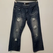 G. Lutchini Jeans Men's 34 x 30 100% Cotton Boot Cut Factory Distressed