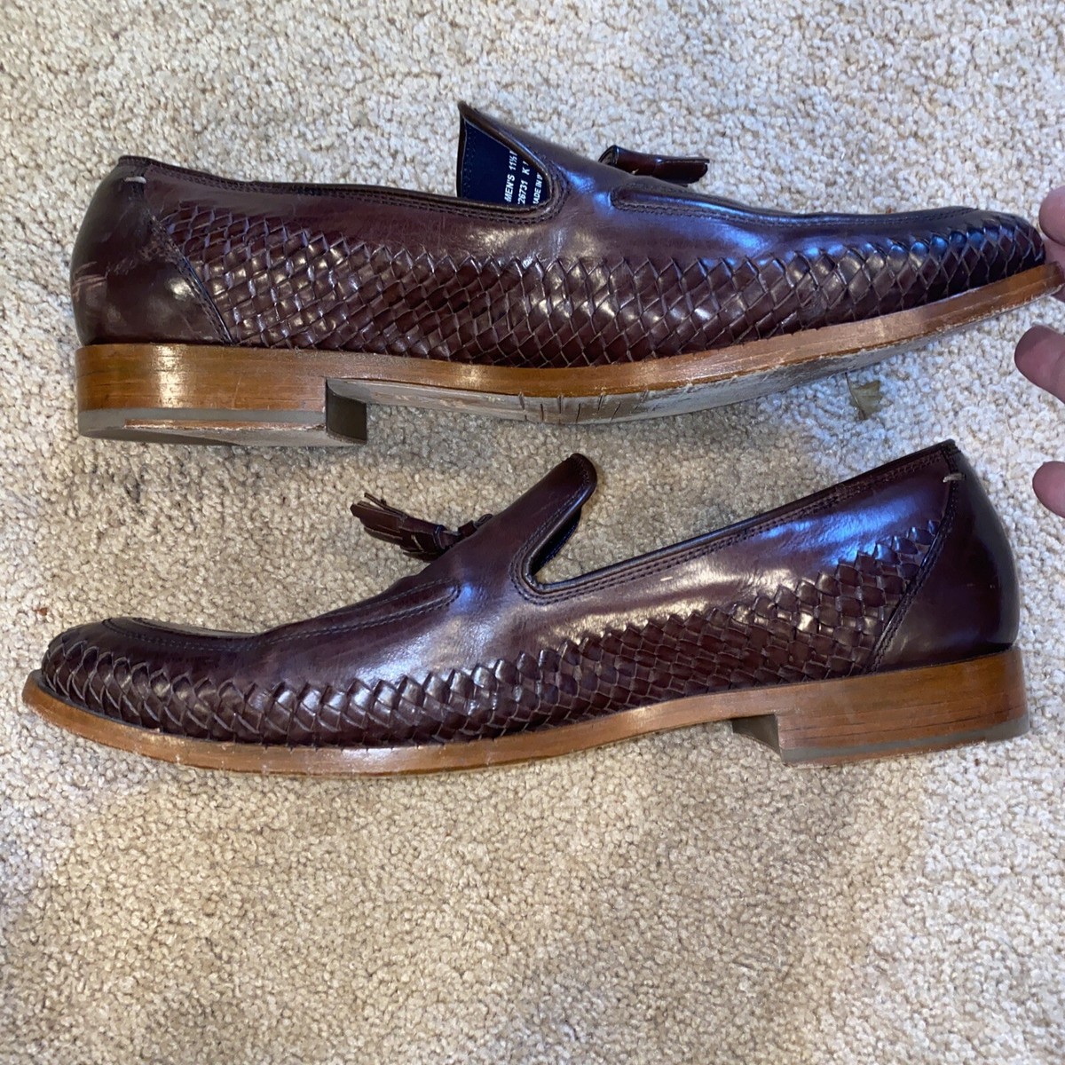 COLE HAAN Washington Grand Brown Sz M Men Leather Weave Woven