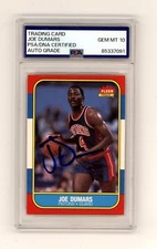 Joe Dumars 1986-87 Fleer #27 Signed Rookie RC PSA 10 Auto Detroit  Pistons