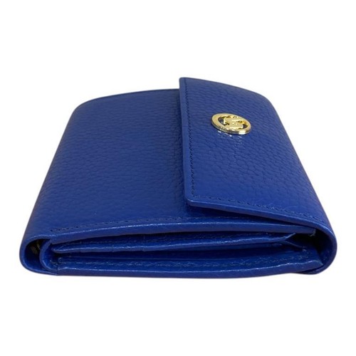 PORTAFOGLI DONNA Made in Italy GENUINE LEATHER Vera Pelle PICCOLO 7 CARD blu P33 - Imagen 5 de 5