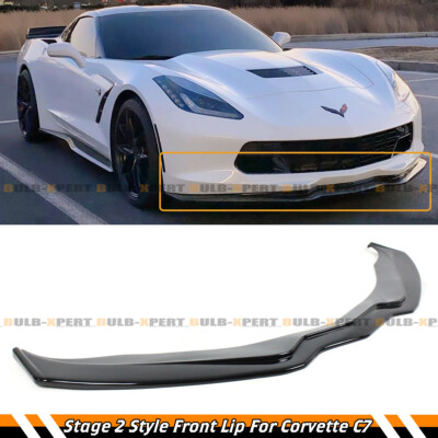 For 14-19 Corvette C7 Z06 STG 2 Gloss Blk Front Bumper Lip Chin Spoiler Splitter