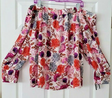 59 NWT INC Womens Off-The-Shoulder Floral Shirt Blouse Top Plus Size 3X