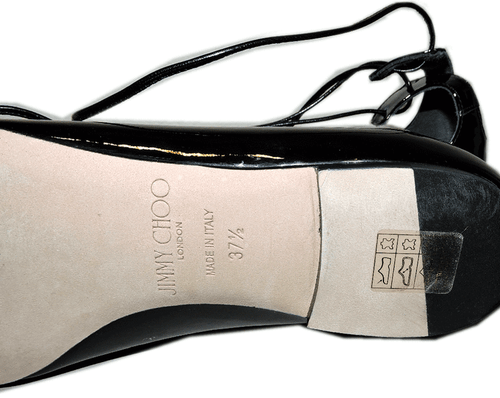 Jimmy Choo Vita Flats Lace Up Pointy Toe Ballerina Flat Lace Up Black Shoe 37.5 - Picture 5 of 5