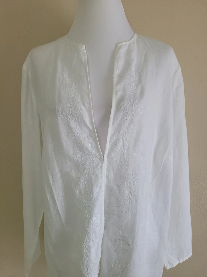 LAUREN RALPH LAUREN Women’s Plus Jacket Long Sleeve Linen Embroidered.Size 14W - Image 2 of 4