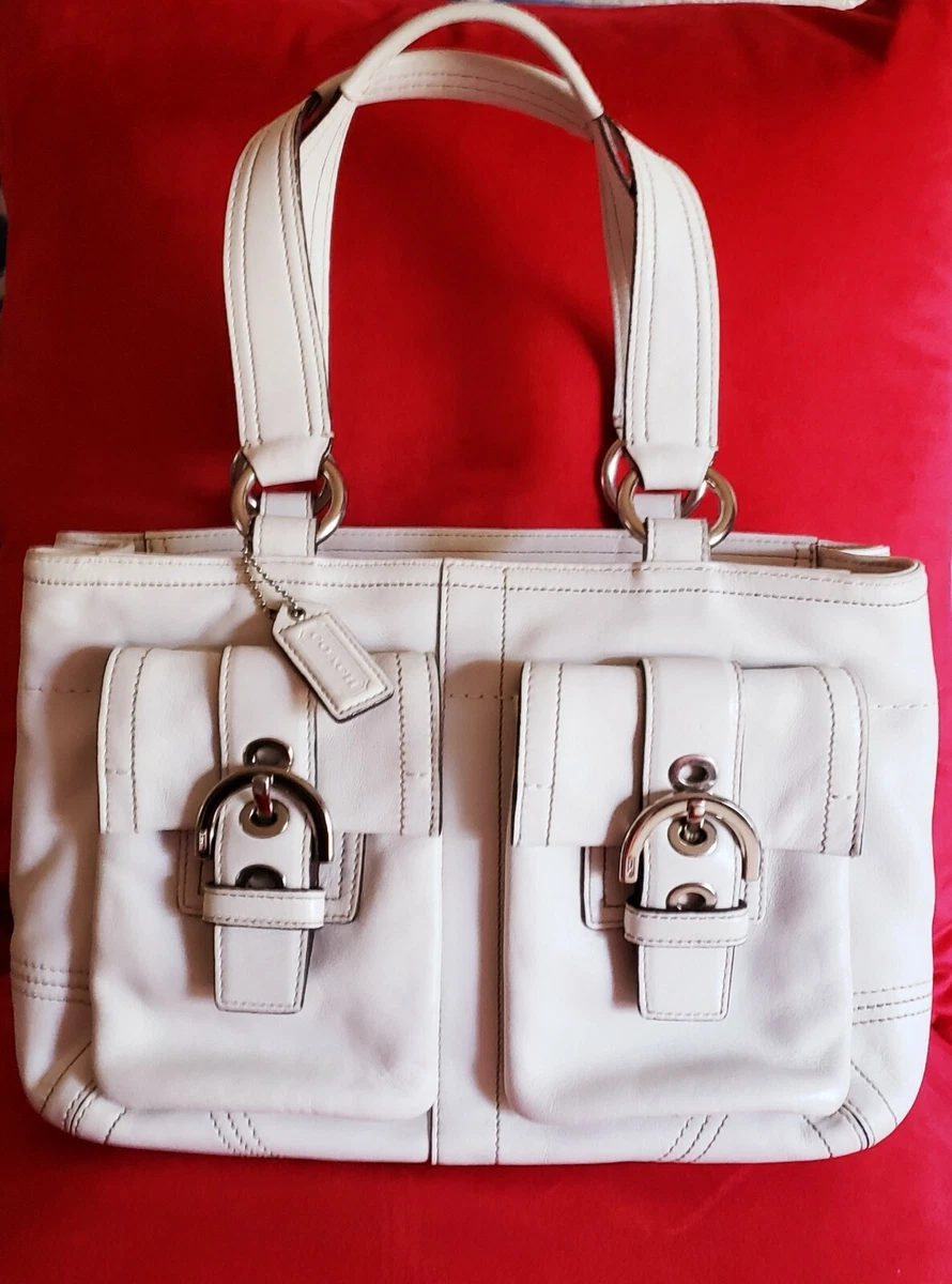 White leather outlet coach purse