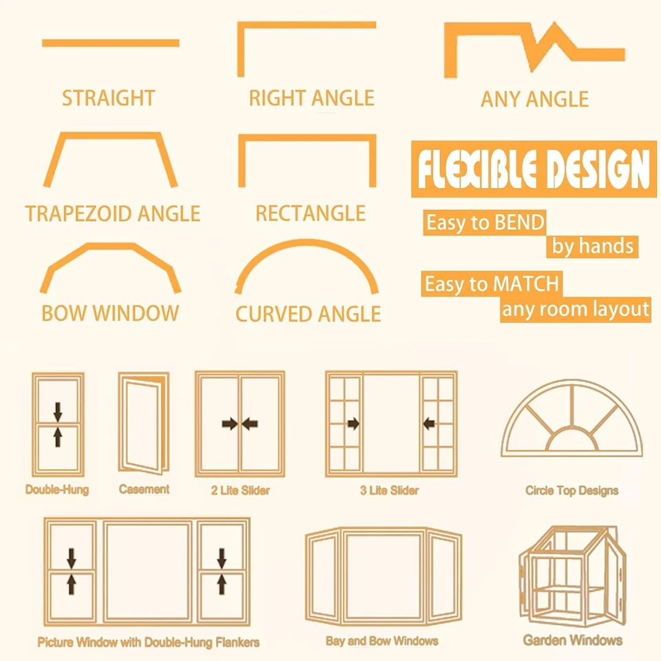 【No incluye cortinas】Pista de cortina de techo curvada flexible flexible (9,8 pies) Foto 4 de 4