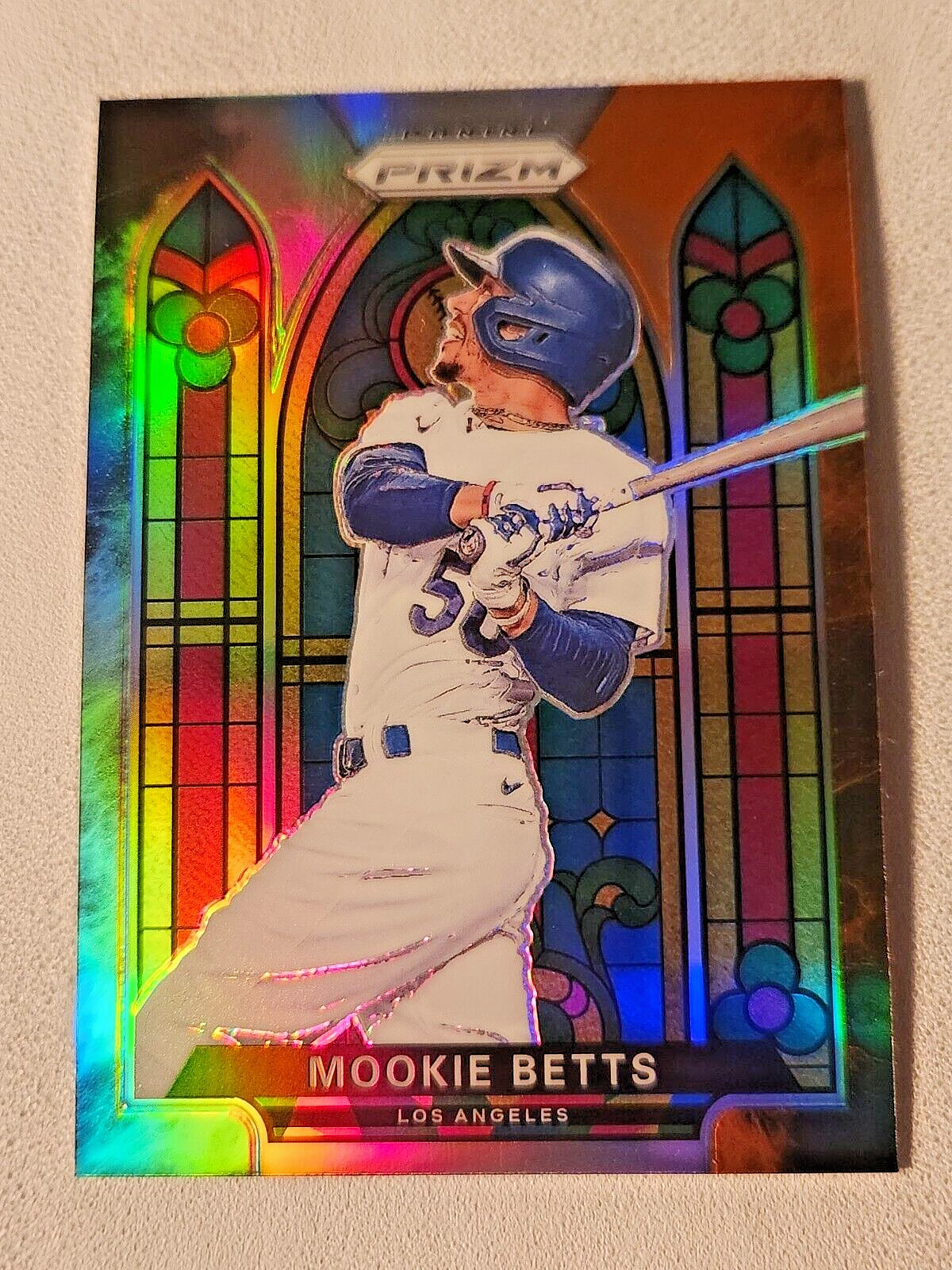 2021 Panini Prizm Stained Glass Cosmic Haze Prizm Mookie Betts #SG-2