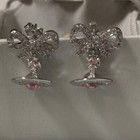 Boucles d'oreilles Vivienne Westwood ruban goutte orbe argent/rose EN BOITE