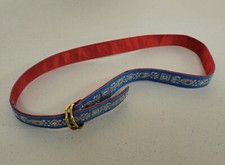 Vintage 1960s Hippie Belt Blue Red Embroidered Country Squire Medium 34" D-Ring