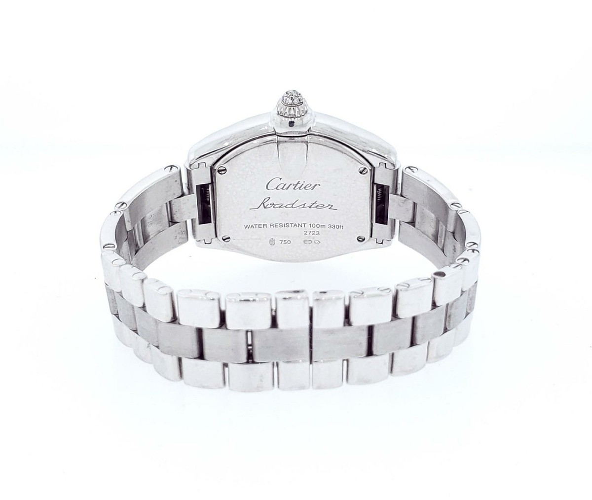 Cartier Roadster 18k White Gold Factory Diamond Bezel Ladies