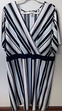 Women’s CJ Banks Plus Size 3X Striped Mini Dress V Neck Spring Dress Short Sleev