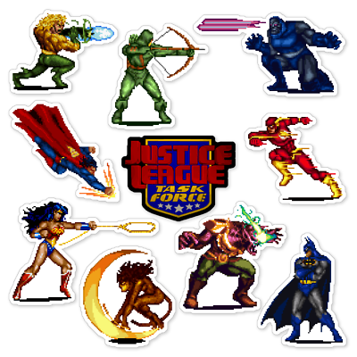 #ad #ad Justice League Task Force Stickers Super Nintendo SNES 10 Sticker Pack $7.64