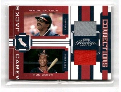 Reggie Jackson Rod Carew 2005 Playoff Prestige  Dual Jersey Patch #d /250 MINT!