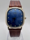 Vintage RARE 80’s Oval Seiko Diamond Mark Blue Dial Patterned Mens Watch