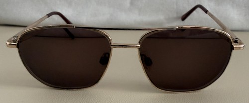 Cowboy Gold Sunglasses Gold Tone Metal Frame Brown Lenses Pilot Style 54-15-140