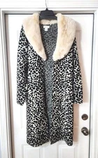 Sincerely Jules Maxi Duster Sweater Cardigan Coat Coatigan w/ Faux Fur Collar L