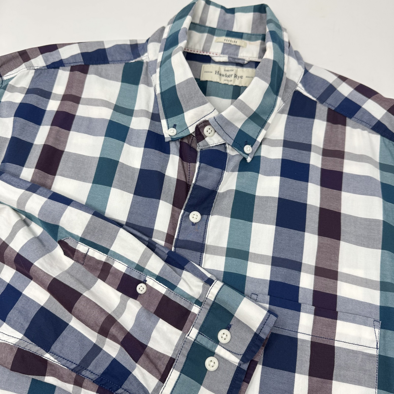 Hawker Rye Shirt Mens 2XL Multicolor Plaid Long Sleeve Stretch Button Down