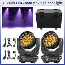 2 Lights  Flightcase Led 19X15W Beam Zoom Wash RGBW Moving Head Stage Light