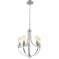 Kronleuchter Pendelleuchte Metall Ø 45 Cm 5X E27 In Silber Rustikal Esstisch