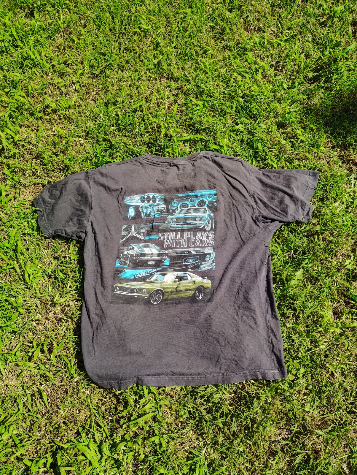 PONY T shirt Ford Mustang vintage uomo grande nera gioco ancora con auto da corsa
