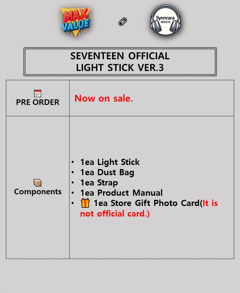 SEVENTEEN OFFICIAL LIGHT STICK VER.3 w/GIFT, Bag, Strap FANLIGHT