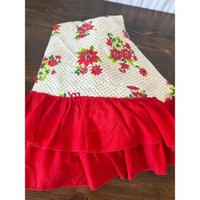 Vintage Christmas Tablecloth Poinsettia Polka...