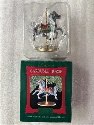 Hallmark #2 Holly Carousel Horse with Stand 1989 Keepsake Ornament